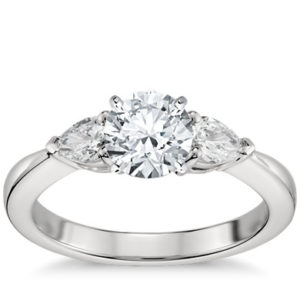 Classic Pear Shaped Diamond Engagement Ring in Platinum for Larger Diamonds