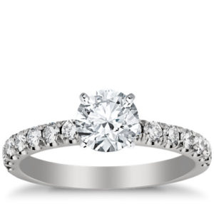Scalloped Pavé Diamond Engagement Ring in Platinum