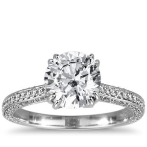 Heirloom Micropavé Diamond Engagement Ring in Platinum