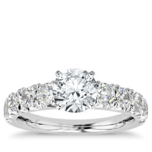 French Pavé Diamond Engagement Ring in Platinum