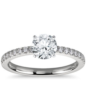 Petite Pavé Diamond Engagement Ring in Platinum