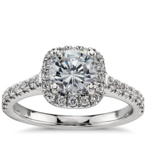 Cushion Halo Diamond Engagement Ring in Platinum