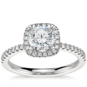 Arietta Halo Diamond Engagement Ring in Platinum