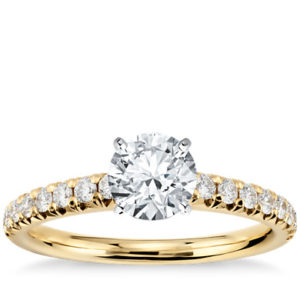 Scalloped Pavé Diamond Engagement Ring in 18k Yellow Gold