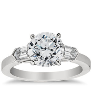 Tapered Bullet Diamond Engagement Ring in Platinum
