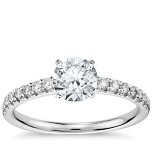 French Pavé Diamond Engagement Ring in 14k White Gold