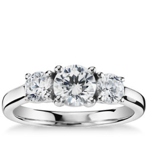 Classic Three-Stone Diamond Engagement Ring in Platinum