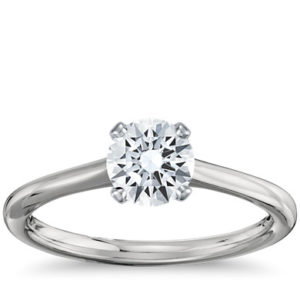Petite Nouveau Four Prong Solitaire Engagement Ring in 14k White Gold
