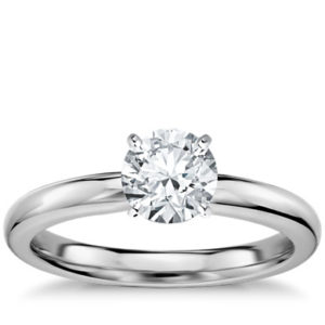 Classic Comfort Fit Solitaire Engagement Ring in 14k White Gold