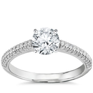 Trio Micropavé Diamond Engagement Ring in Platinum