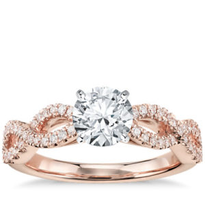 Infinity Twist Micropavé Diamond Engagement Ring in 14K Rose Gold