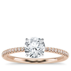 Petite Micropavé Diamond Engagement Ring in 14k Rose Gold