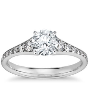 Graduated Diamond Engagement Ring in 14k White Gold