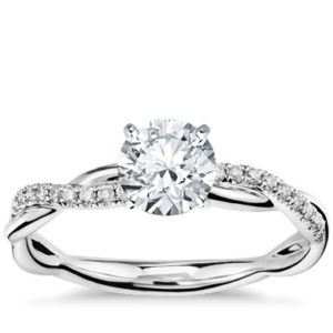 Petite Twist Diamond Engagement Ring in Platinum