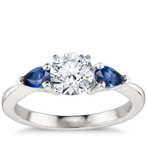 Classic Pear Shaped Sapphire Engagement Ring in Platinum