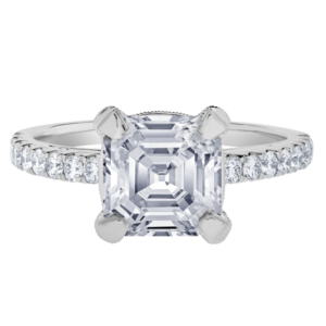 18KW Diamond Macro Pave Setting And Prong Setting  W732-Asscher