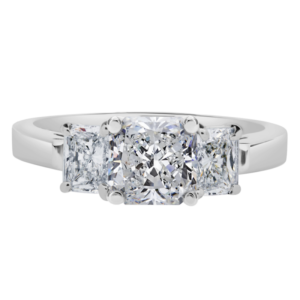 Platinum Diamond Three-Stone  W884-Radiant