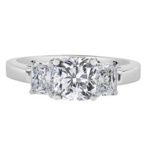 Platinum Diamond Three-Stone W884-Cushion