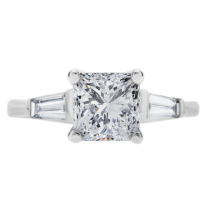 Platinum Diamond Three-Stone Setting-Princess