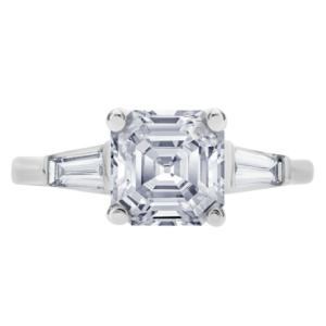 Platinum Diamond Three-Stone Setting Y598-Asscher