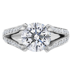 Platinum Diamond Bead Set Setting-Y581-Round