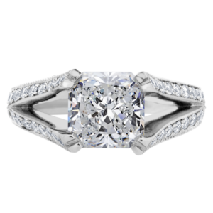 Platinum Diamond Bead Set Setting-Y581-Radiant