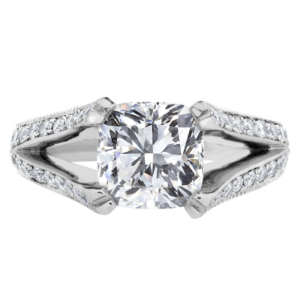 Platinum Diamond Bead Set Setting-Y581-Cushion