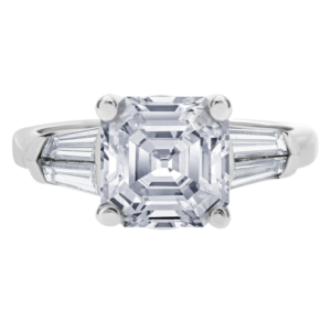 Platinum Diamond Three-Stone Y686-Asscher