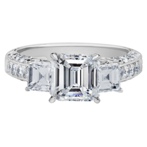 Platinum Diamond Three-Stone Y818-Emerald
