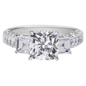 Platinum Diamond Three-Stone Y818-Cushion